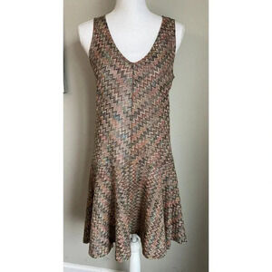 Maeve Dress Zig Zag Knit Pink Olive Green Small S